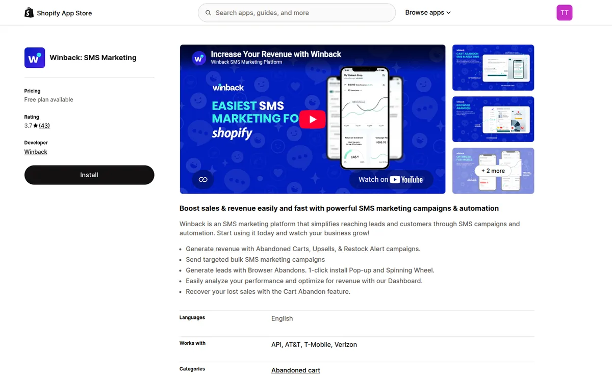 Winback — Shopify App